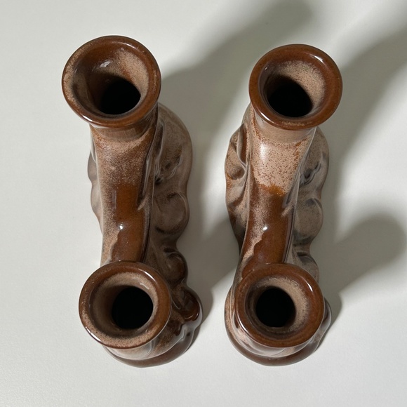 Vintage 50s 60s Frankoma Pottery # 304 Pair of Double Candle Holders - Picture 6 of 12